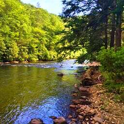 Chattahoochee River real estate with riverfront home and mountain views in North Georgia
