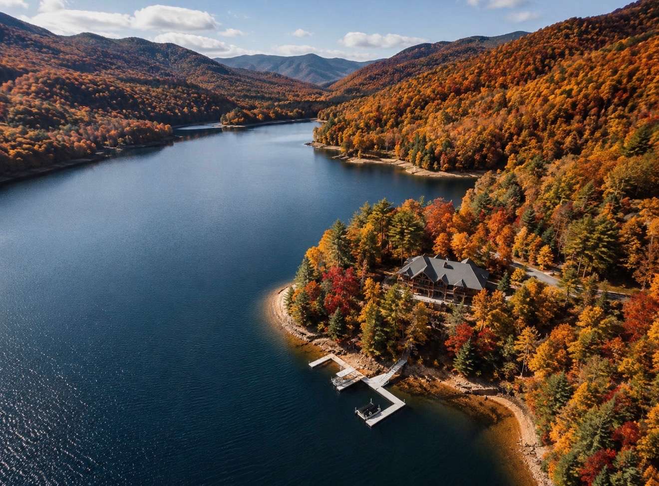 Nantahala Lake real estate with mountain and lake views